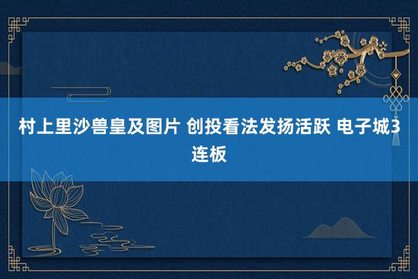 村上里沙兽皇及图片 创投看法发扬活跃 电子城3连板