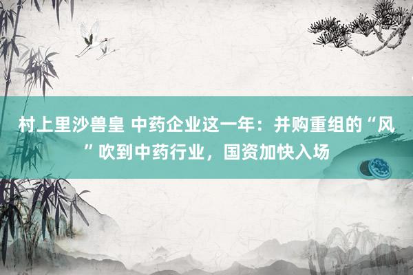 村上里沙兽皇 中药企业这一年：并购重组的“风”吹到中药行业，国资加快入场