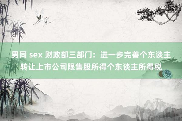男同 sex 财政部三部门：进一步完善个东谈主转让上市公司限售股所得个东谈主所得税