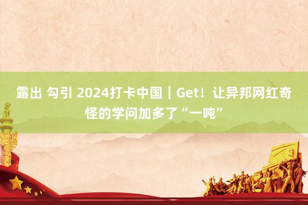 露出 勾引 2024打卡中国｜Get！让异邦网红奇怪的学问加多了“一吨”