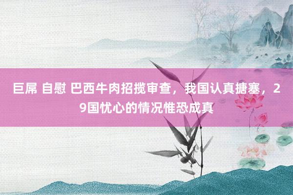 巨屌 自慰 巴西牛肉招揽审查，我国认真搪塞，29国忧心的情况惟恐成真