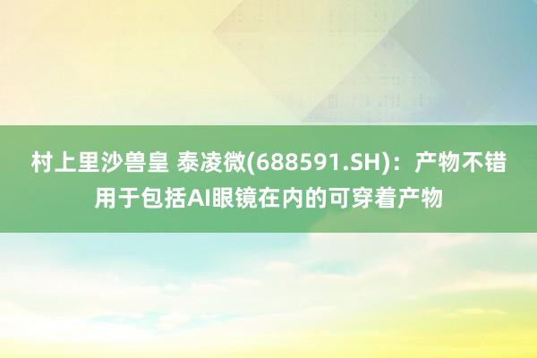 村上里沙兽皇 泰凌微(688591.SH)：产物不错用于包括AI眼镜在内的可穿着产物