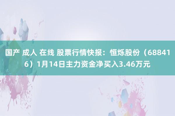 国产 成人 在线 股票行情快报：恒烁股份（688416）1月14日主力资金净买入3.46万元