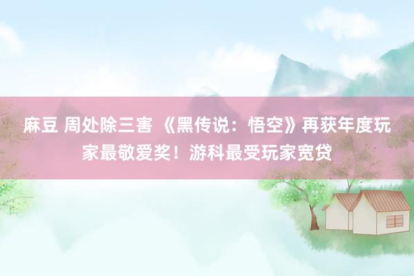 麻豆 周处除三害 《黑传说：悟空》再获年度玩家最敬爱奖！游科最受玩家宽贷