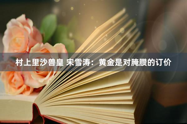 村上里沙兽皇 宋雪涛：黄金是对腌臜的订价