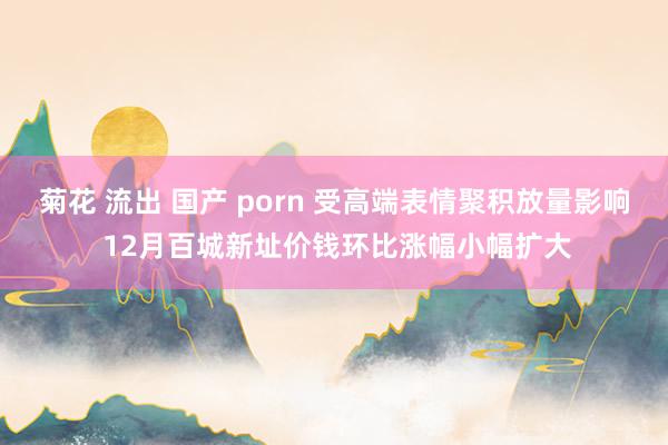菊花 流出 国产 porn 受高端表情聚积放量影响 12月百城新址价钱环比涨幅小幅扩大