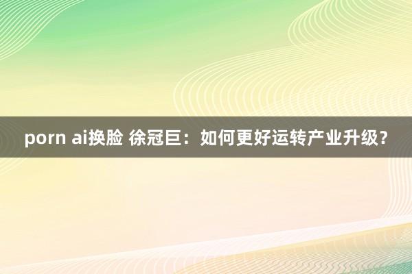 porn ai换脸 徐冠巨：如何更好运转产业升级？