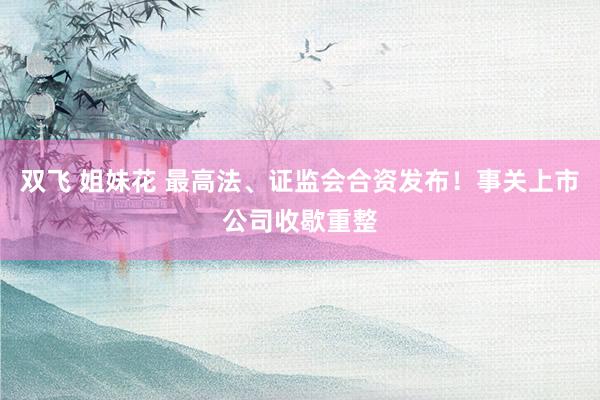双飞 姐妹花 最高法、证监会合资发布！事关上市公司收歇重整