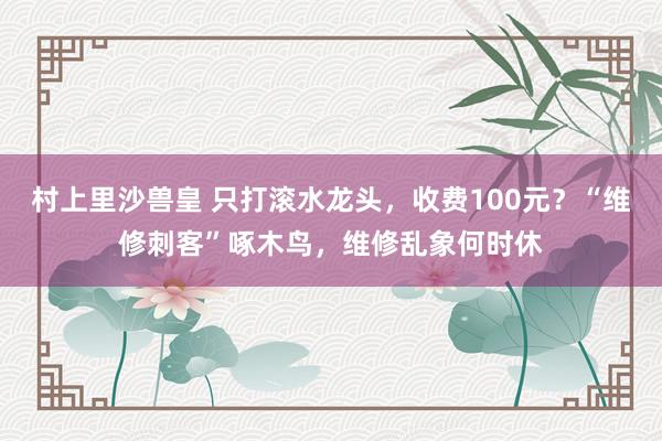 村上里沙兽皇 只打滚水龙头，收费100元？“维修刺客”啄木鸟，维修乱象何时休