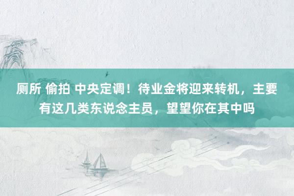 厕所 偷拍 中央定调！待业金将迎来转机，主要有这几类东说念主员，望望你在其中吗