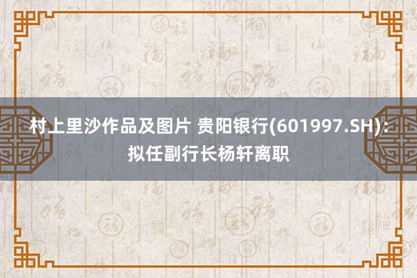 村上里沙作品及图片 贵阳银行(601997.SH)：拟任副行长杨轩离职