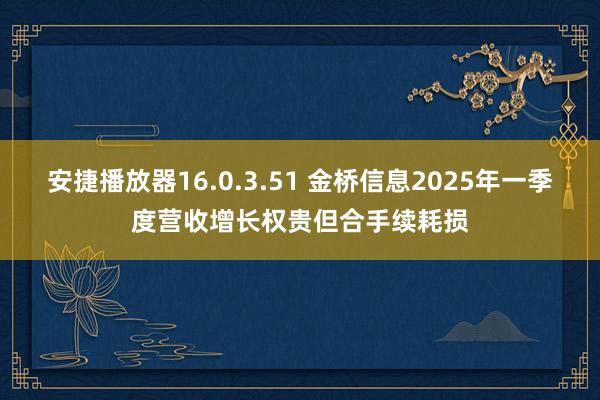 安捷播放器16.0.3.51 金桥信息2025年一季度营收增长权贵但合手续耗损