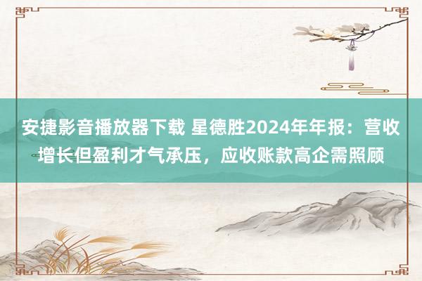 安捷影音播放器下载 星德胜2024年年报：营收增长但盈利才气承压，应收账款高企需照顾