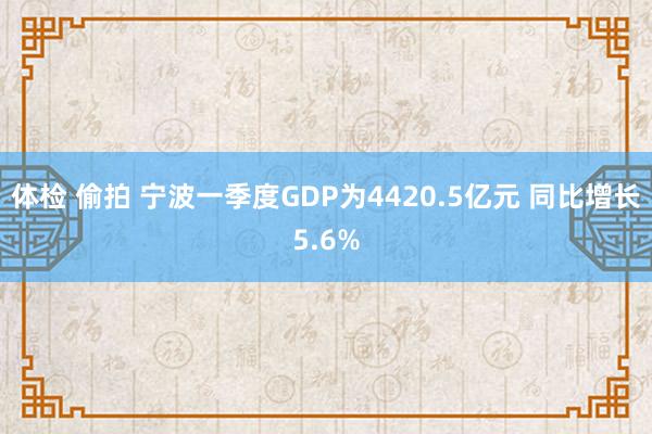 体检 偷拍 宁波一季度GDP为4420.5亿元 同比增长5.6%