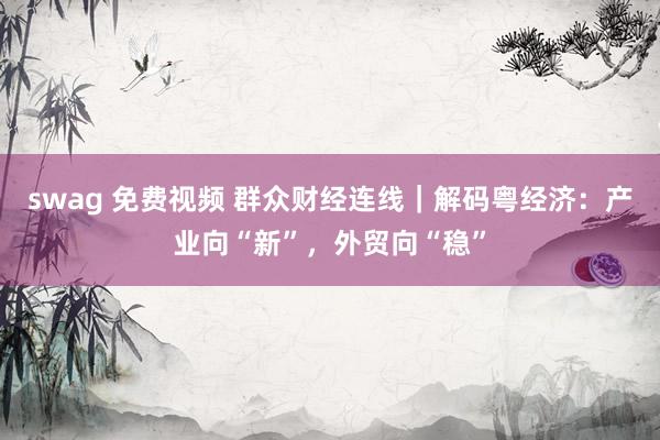 swag 免费视频 群众财经连线｜解码粤经济：产业向“新”，外贸向“稳”