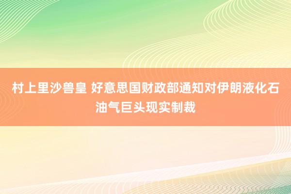 村上里沙兽皇 好意思国财政部通知对伊朗液化石油气巨头现实制裁