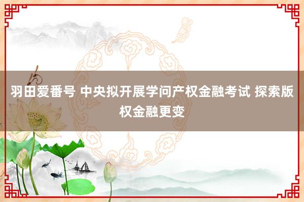 羽田爱番号 中央拟开展学问产权金融考试 探索版权金融更变
