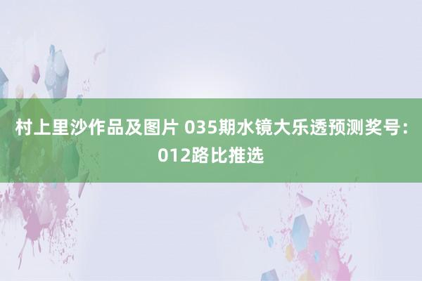 村上里沙作品及图片 035期水镜大乐透预测奖号：012路比推选